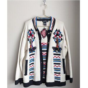 L.B. International Aztec Mexican decorated cardigan